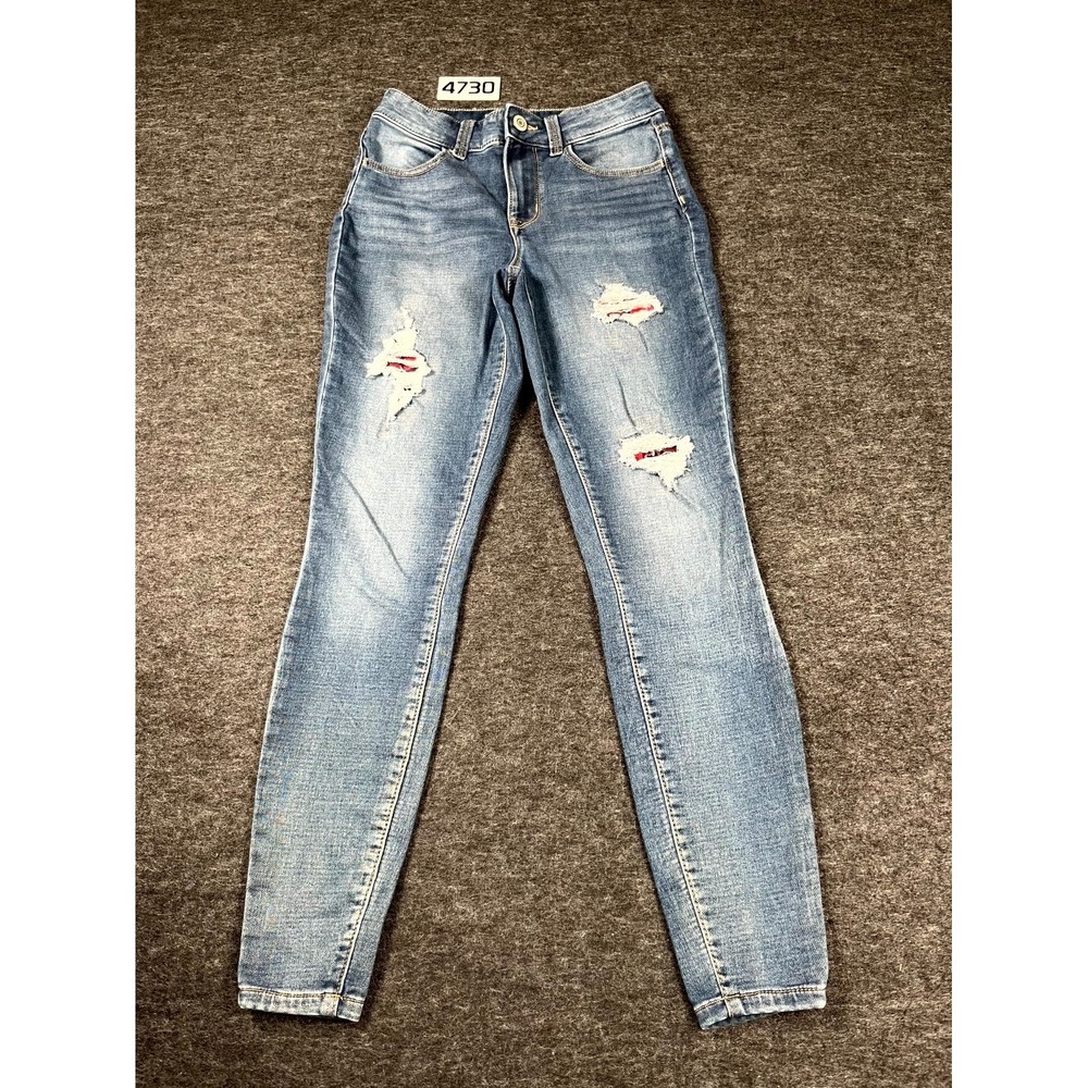 Maurices Skinny Jeans Womens XS Blue Denim Cotton Stretch High Rise Distressed